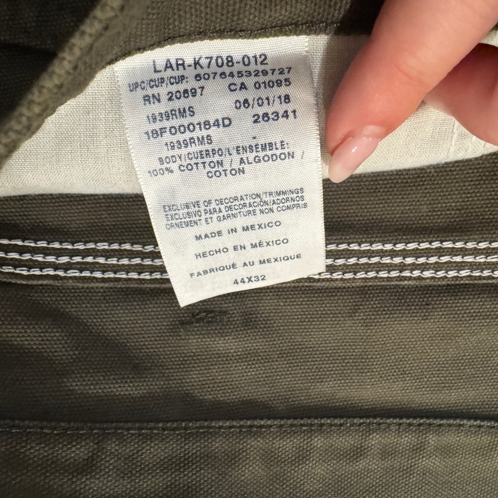 Dickies Men's Olive Green Carpenter Work Pants 44x32 Cotton Durable - Picture 3 of 11